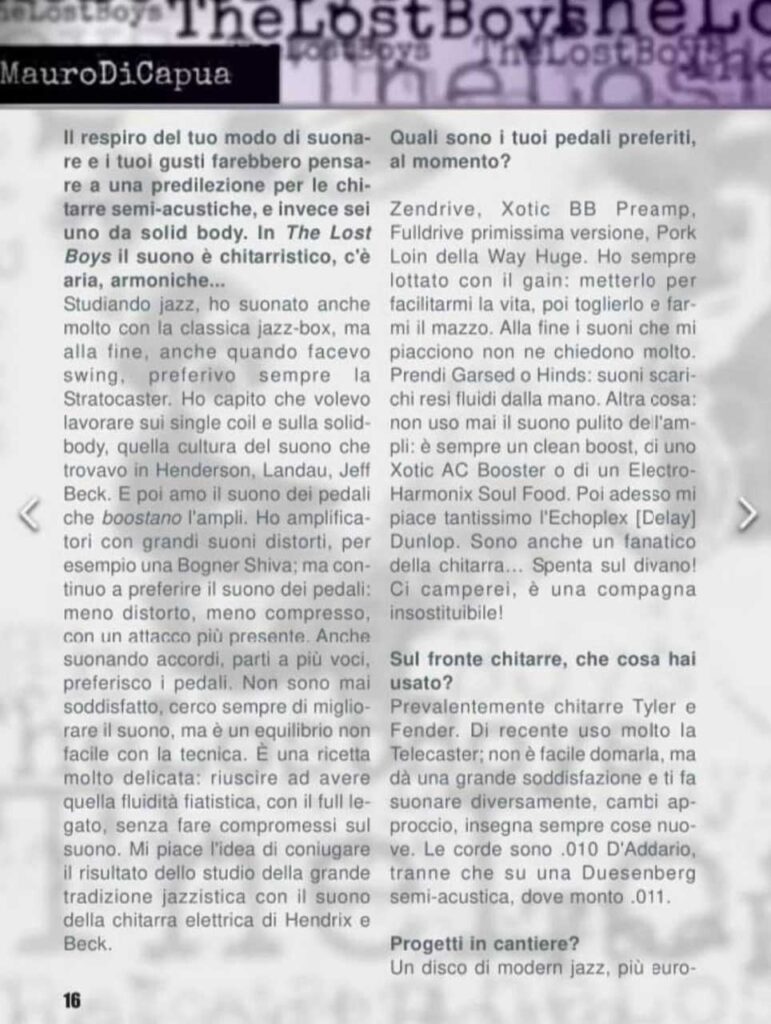 intervista su axe magazine dell'album the lost boys
